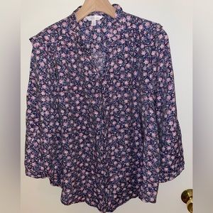 Lauren Conrad 3/4 sleeve flowered blouse